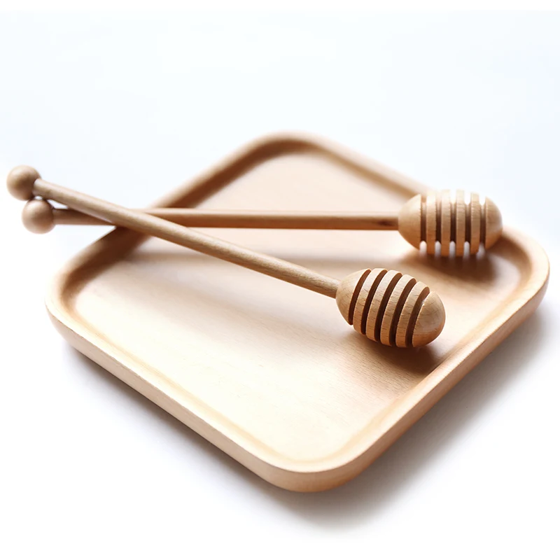 

Wooden Honey Stick Tea Honey Dipper Stirring Spoon Long Handle Coffee Juice Honey Server Mixing Spoons Kitchen Party Supplier