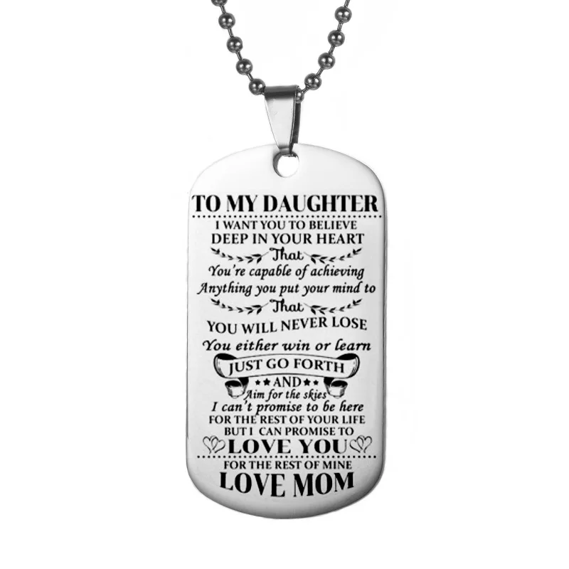 Собачьи бирки ожерелье с подвеской «СемьЯ» ювелирные изделия для моего сына дочки мы любим тебя люблю папу мамы, ожерелье военные армейские карты - Окраска металла: NSilver Mom-Daughter