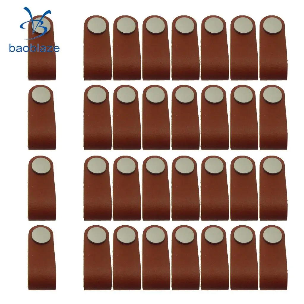 32x Nordic Wardrobe Cabinet Door Handle Soft PU Leather Door Handles For Cupboard Drawer Pull Knobs Furniture Hardware