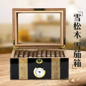 

New Luxury Cedar Wood Cigar Humidor Pretty Storage Box with Lock Humidifier Hygrometer