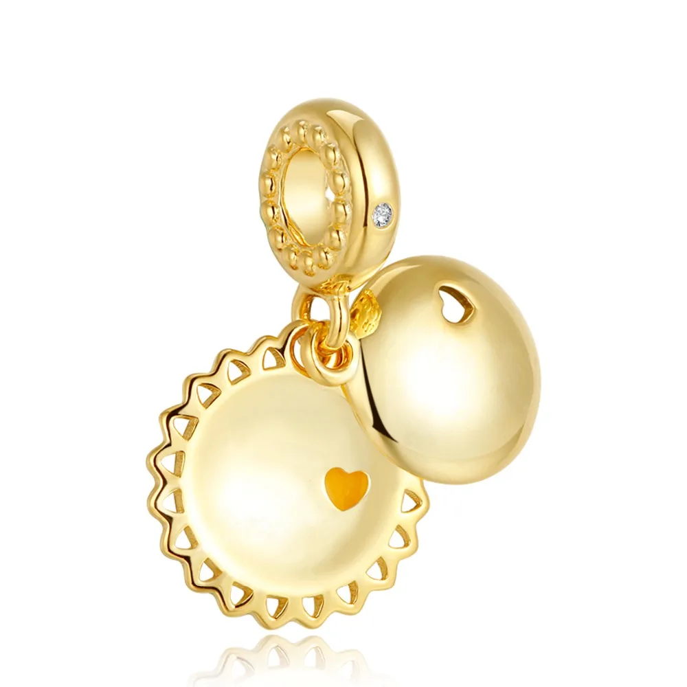 

Pandulaso You Are My Sunshine Spring Charms for Jewelry Making 2018 New Golden Shine Charms Fit Silver 925 DIY Bracelets Women