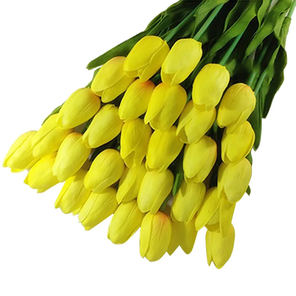 Tulip Artificial Flower Latex Real Touch Bridal Wedding Bouquet Home
