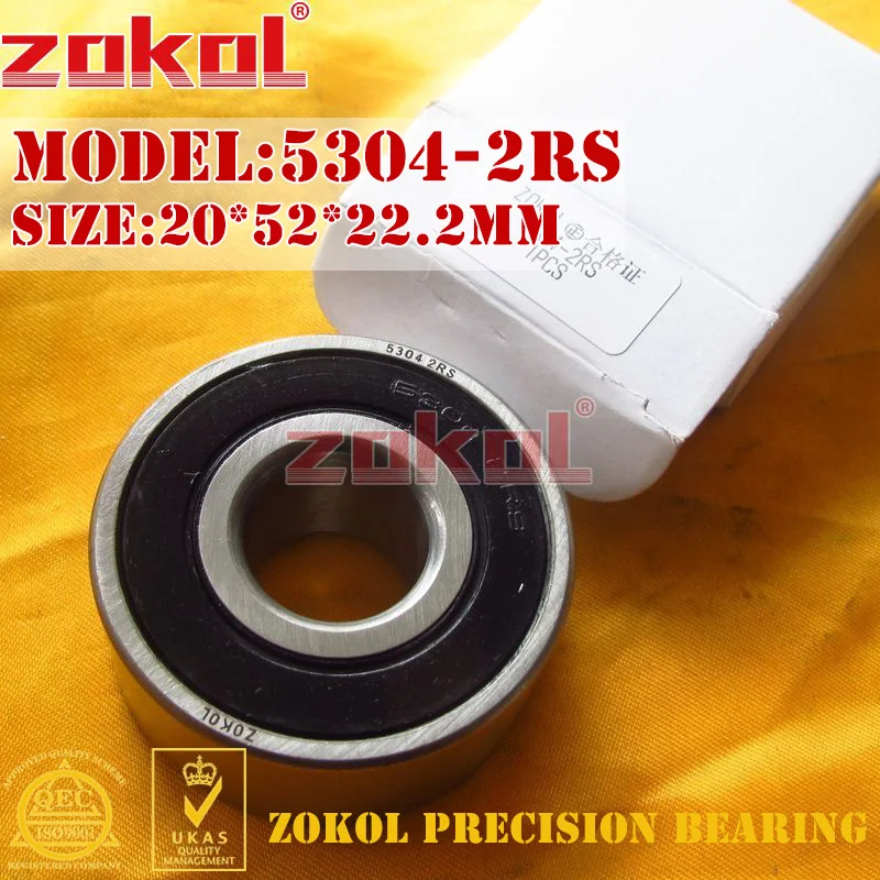 

ZOKOL bearing 5304 2RS 3304 2RZ (3056304) Axial Angular Contact Ball Bearing 20*52*22.2mm