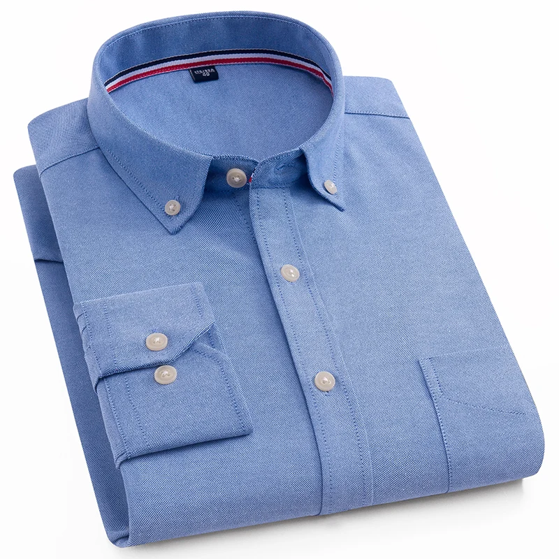 Men's Slim Fit Oxford Button Down Collar Dress Shirt with Left Chest ...