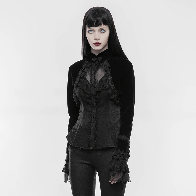 Punk Rave Women Gothic Weft Velvet Short Coat Lace Decoration Court Evening Party Stage Performance Novelty Costume