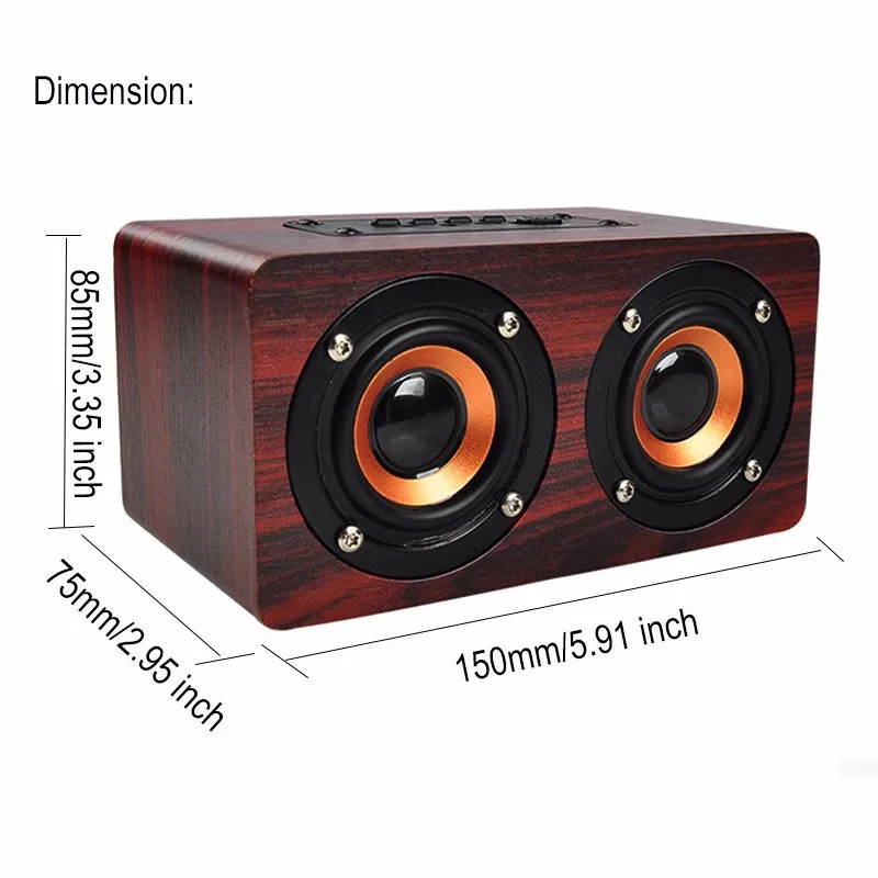 TOPROAD bezprzewodowy głośnik bluetooth drewna przenośny sprzęt Audio HiFi kina domowego odbiornika dźwięku muzyki Stereo Subwoofer głośniki komputerowe -