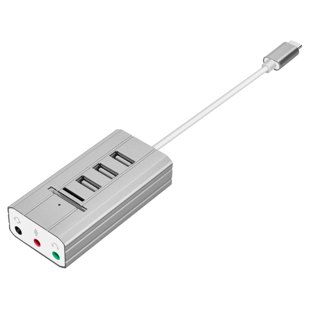 1 шт. Высокое качество USB Hub Тип C до 3 порта USB 2,0 концентратор с звуковая карта цгур кард-ридер 8-в-1 для портативных ПК