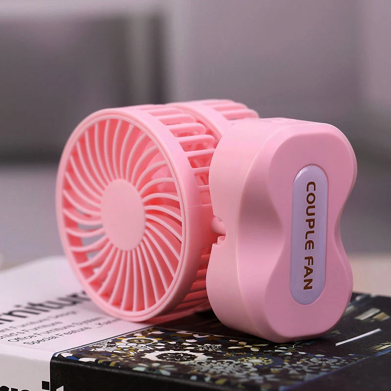 2 motores de verano parejas aire acondicionado Ventilador de la batería recargable de Li aire acondicionado Ventilador Fans portátil Mini Ventilador USB