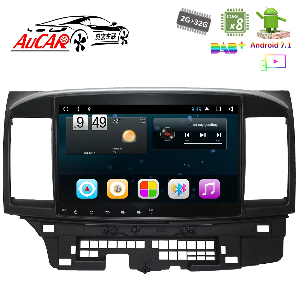 Discount AuCAR 10.2" Android 7.1 Car GPS Navigation system for MITSUBISHI Lancer 2007-2017 car dvd Bluetooth GPS Radio WIFI 4G Stereo 3