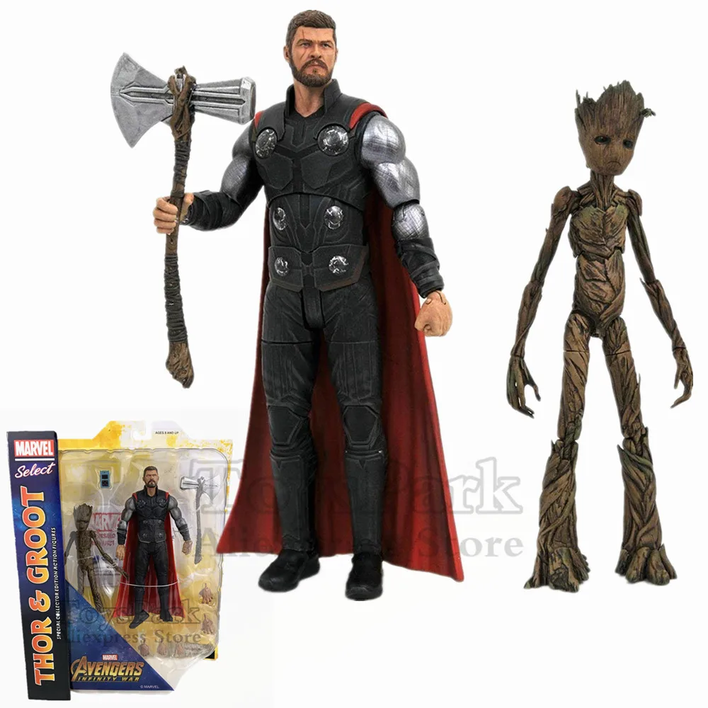

Original Marvel Select Avengers 3 Infinity War THOR & Grot 2-Pack 7" Action Figure Diamond Select DST MS Doll Toys Collectible