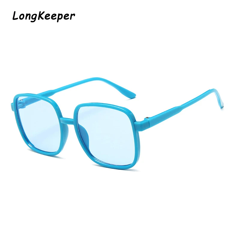 Детские солнцезащитные очки для девочек, детские солнцезащитные очки для мальчиков, Детские солнечные очки с плоским верхом, детские яркие квадратные, большая рамка для очков, UV400 Gafas - Цвет линз: Blue Blue