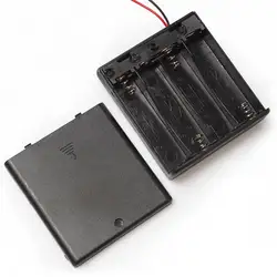 Оптовая продажа 100 шт./лот 4 * AA 6 В Пластик Батарея клип коробка для хранения с крышкой включения/выключения с провода ведет для 4 х АА Батареи