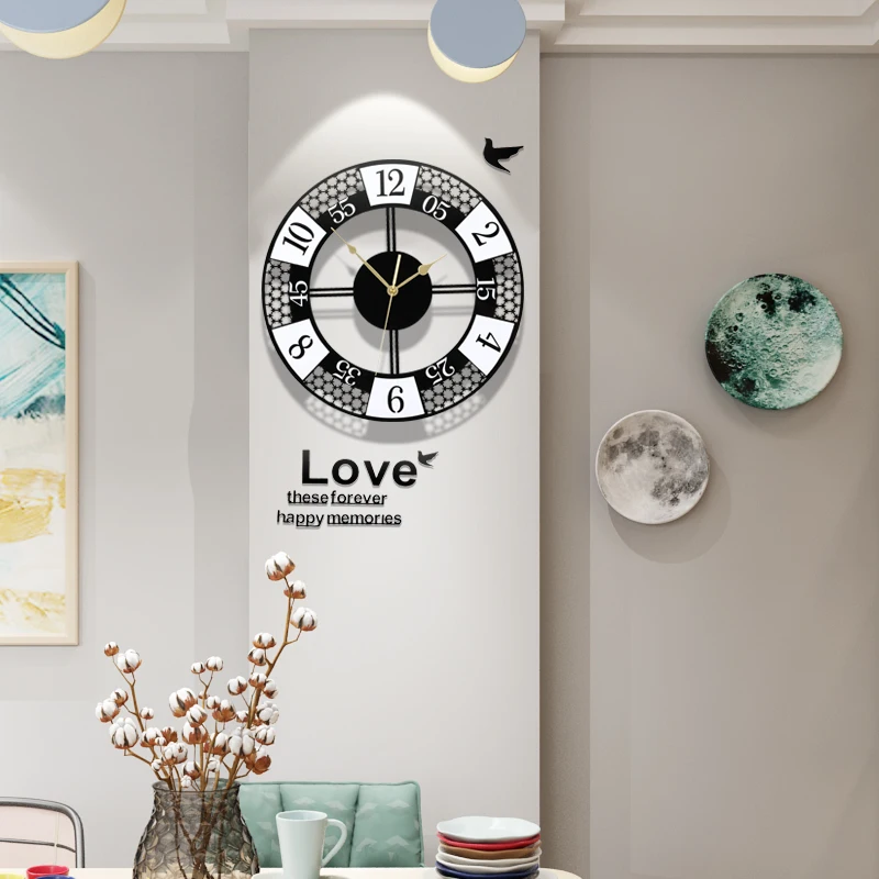 

3D Silent Round Practical Wall Clock Modern Design Wall Stickers Metal Pointer Living Room Circle Hanging Clocks Free Shipping