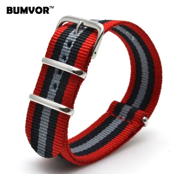 

Hot New 2018 Army Military Nato Nylon Watch 22 mm Red Black Grey fabric Woven watchbands Strap Band Buckle belt 22mm accessories