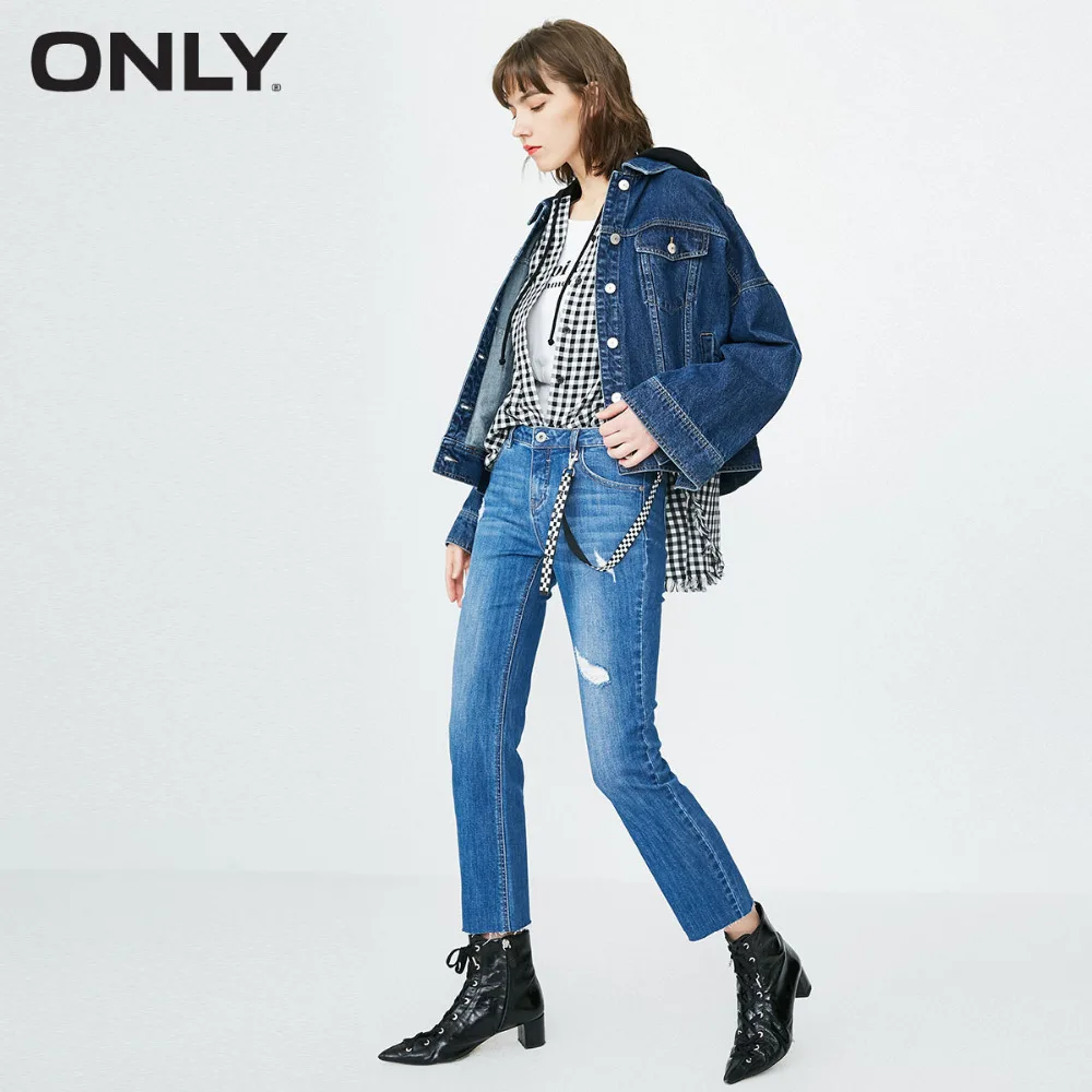 off Mujeres Las Recto rise White Ripped Low 350jeans Sólo Jeans 118149623 Blue BaqfxHfwv
