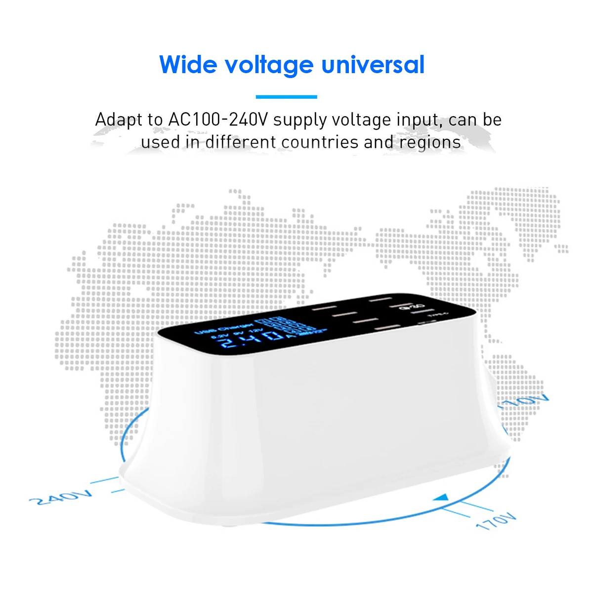 8 портов Смарт USB QC 3,0 зарядная станция светодиодный дисплей Тип C быстрый адаптер для зарядки USB зарядное устройство