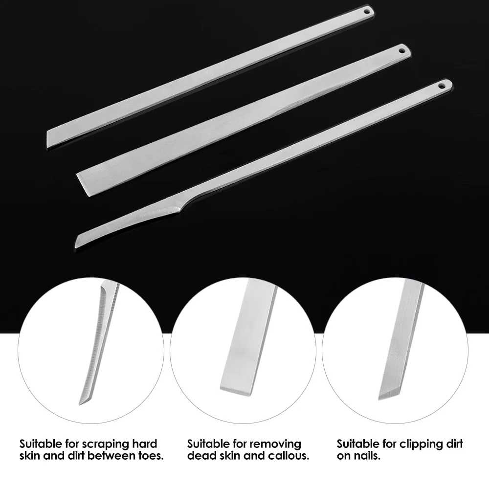 3pc Stainless Steel Toe Nail Shaver Feet Pedicure Knife Kit Foot