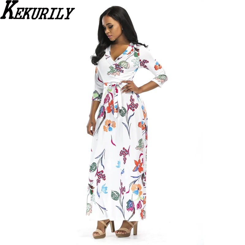 

KEKURILY winter whiter dress women plus size 3xl floral long party dresses female elegant noble vintage New Year's large clothes
