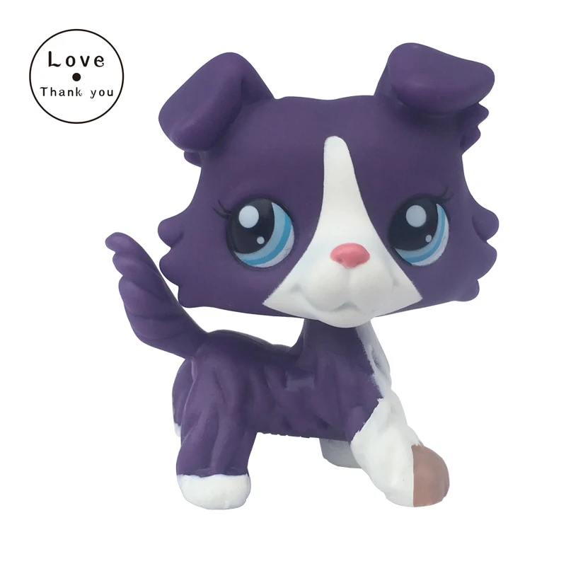 Rare font b pet b font shop lps toys Collie Dog Puppy 1676 Standing Purple White
