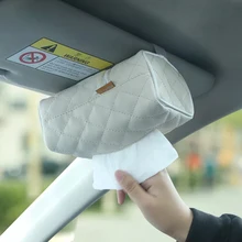 Styling PU caixa de tecido pala de Sol do carro caixa apoio de braço do assento de volta Pendurado tipo caixa de tecido Dobrável preto Bege acessórios em o carro