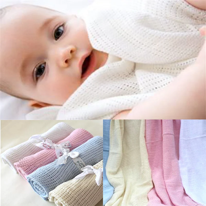 Newborn Baby Blanket Infant Crochet Blankets Swaddle Muslin Wrap Soft