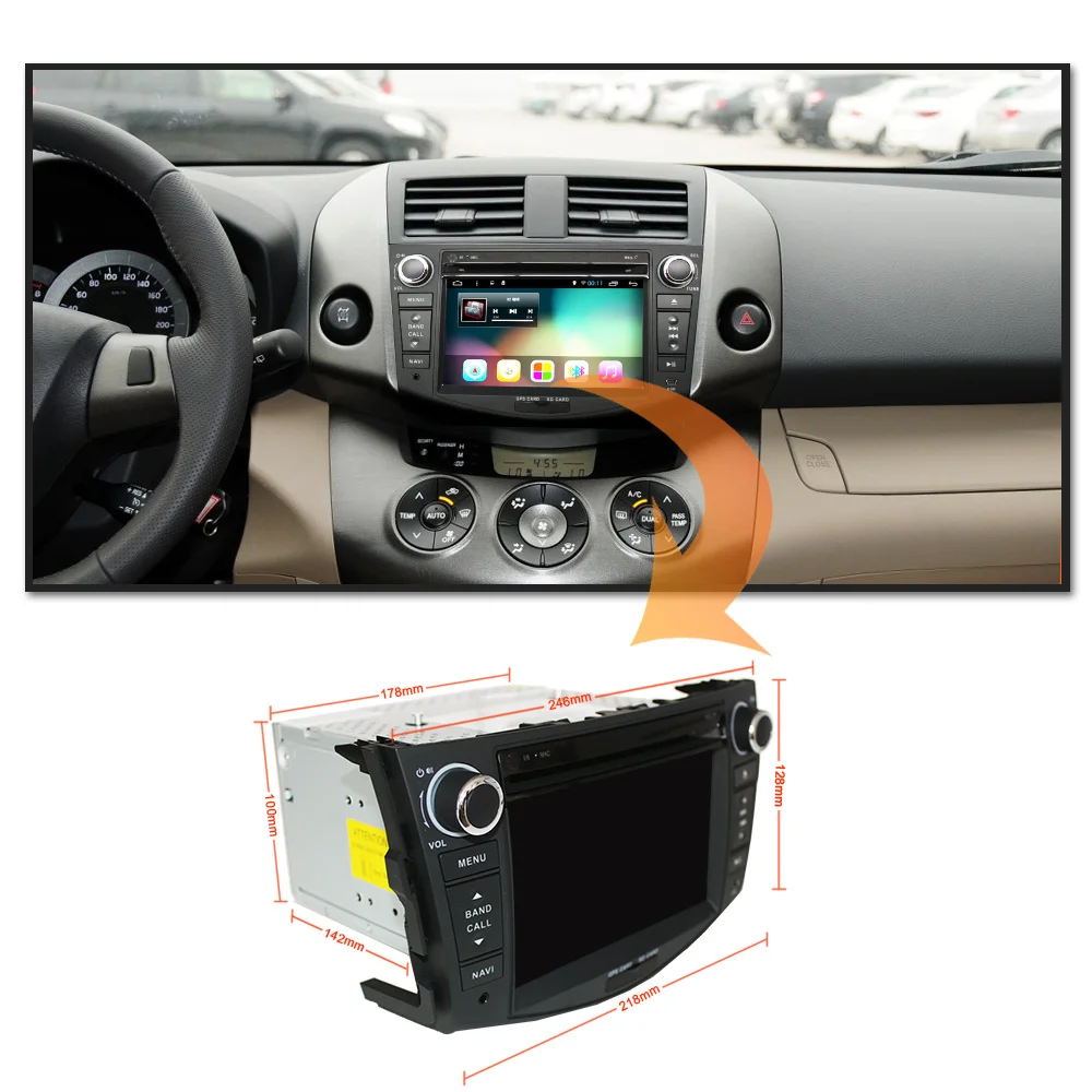 Sale Car DVD 2 din Android 7.1 For Toyota Rav4 2007 2008 2010 2din car pc stereo gps navigation with capacitive screen+wifi 1