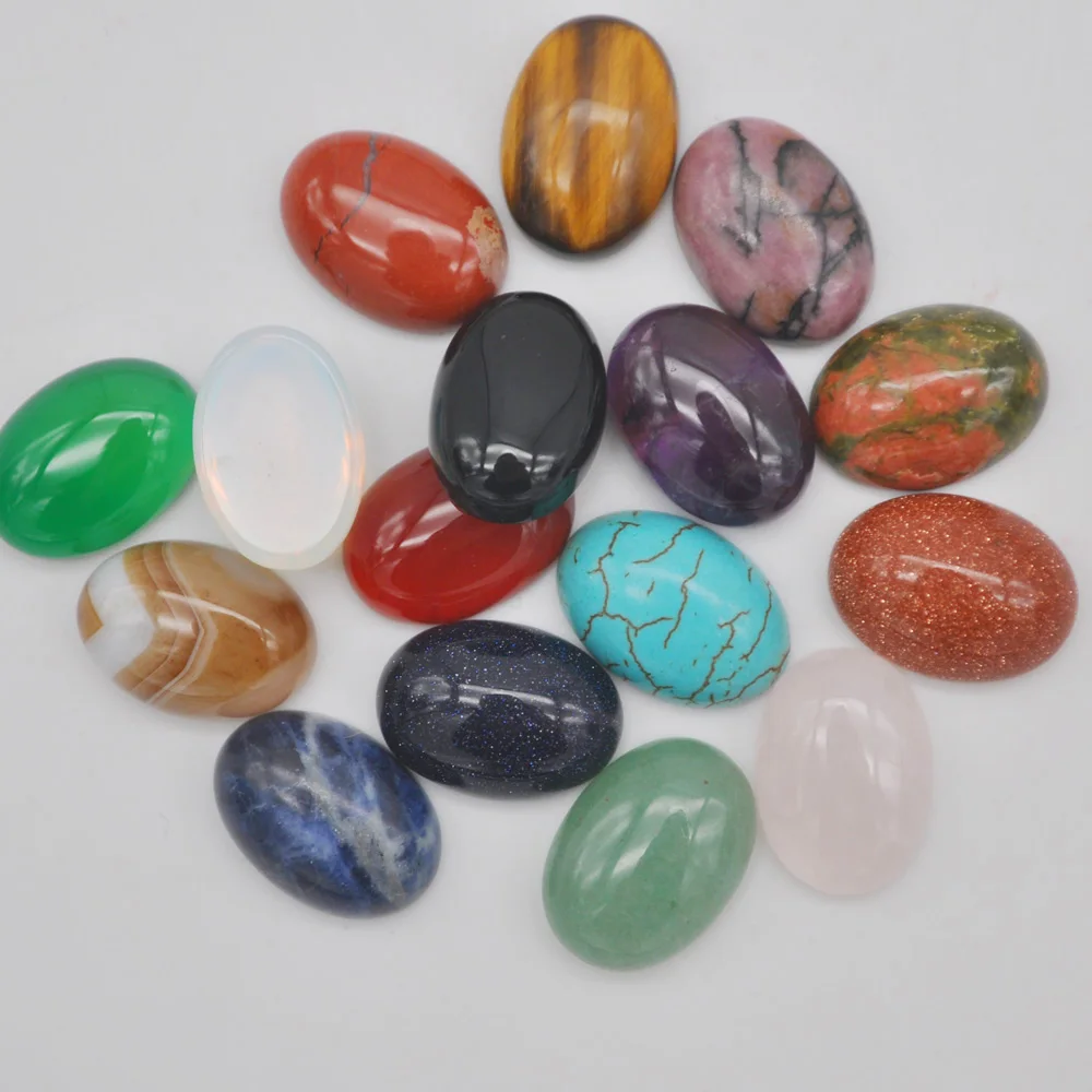 

14x10MM Mixed Stone Agate Lapis Quartz Crystal Amethyst Sandstone Bead Oval CAB Cabochon Jewelry For Woman Gift (10 pcs/lot)