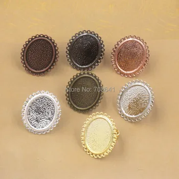 

Blank Ring Settings with 18x25mm Oval Lace Bezel Cameo Cabochons Bases Rings Findings DIY Jewelry Making Multi-color Plated