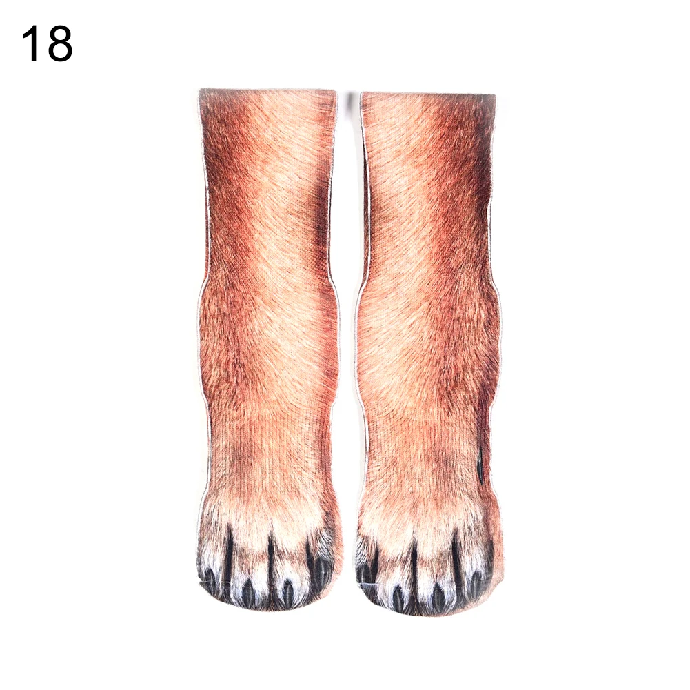 Новинка года; Модные индивидуальные реалистичные носки унисекс с объемным принтом в виде лапы животного дышащие эластичные носки средней длины домашние носки