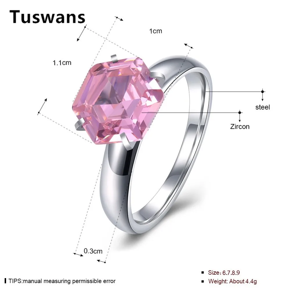Titanium Steel Rings Female Simple Geometry Ring Pink & White Color