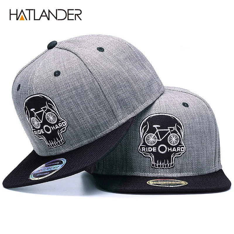 HATLANDER الأصلي قبعة بيسبول الرجال snapback غطاء العلامة التجارية التطريز الجمجمة بارد قبعة بتصميم هيب هوب 6 لوحة العظام الكتان الهيكل العظمي الريا...