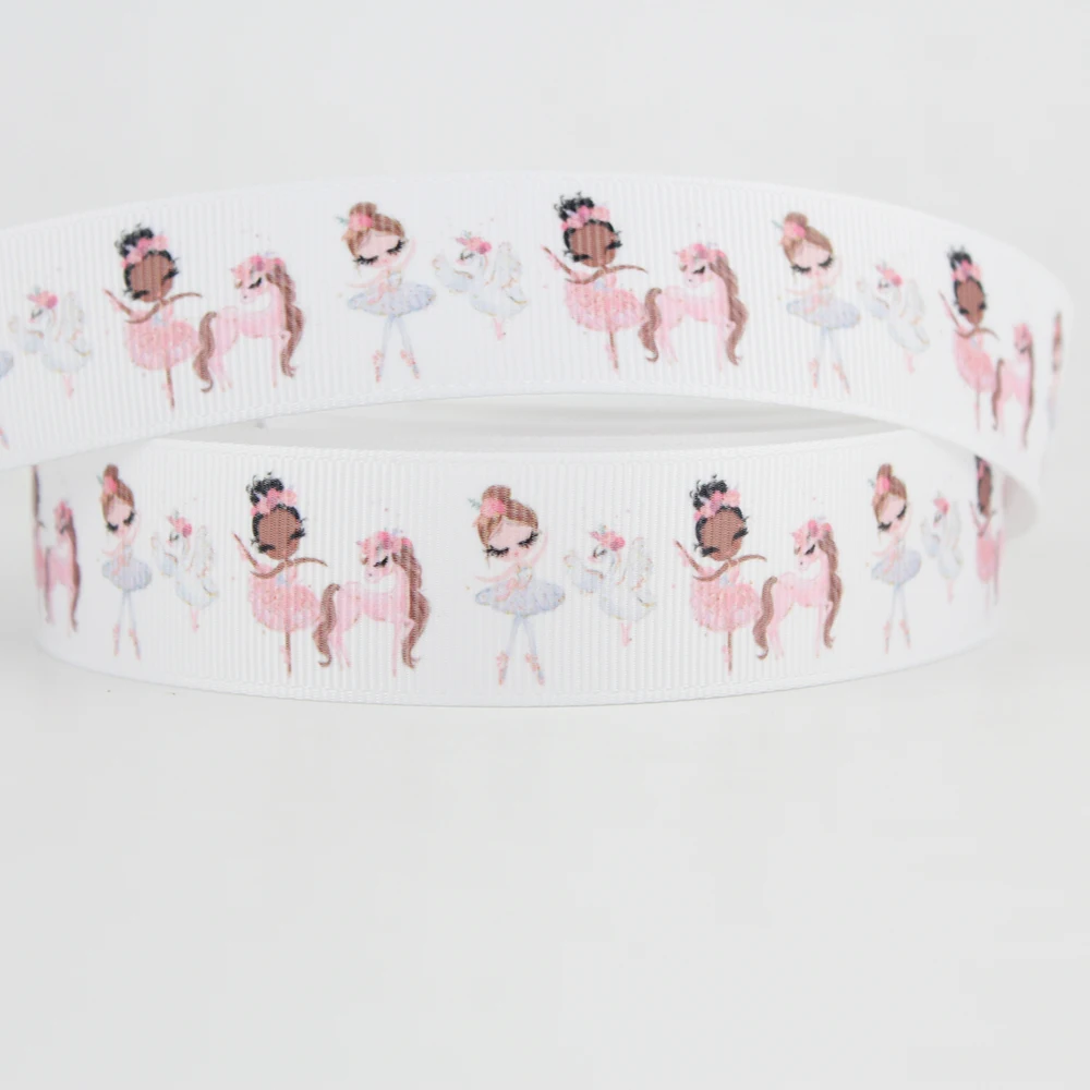 Ballet girl printed grosgrain ribbon White ribbon (1)