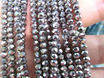 

Silver Hematite 5strands 3-8mm Hematite gem Titanium plated ,rondelle pinwheel faceted blue gold,gunmetal,purple,brozne mixed lo