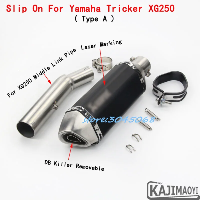 

Full System Motorcycle Sticker Exhaust Laser Marking Mufferl With DB Killer Middle Link Pipe For Yamaha Tricker XG250 Dirt Bike
