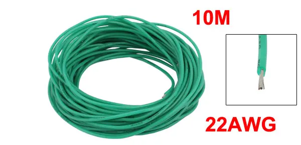10M Length 22AWG Green Gauge Flexible Stranded Copper Cable Silicone Wire for RC