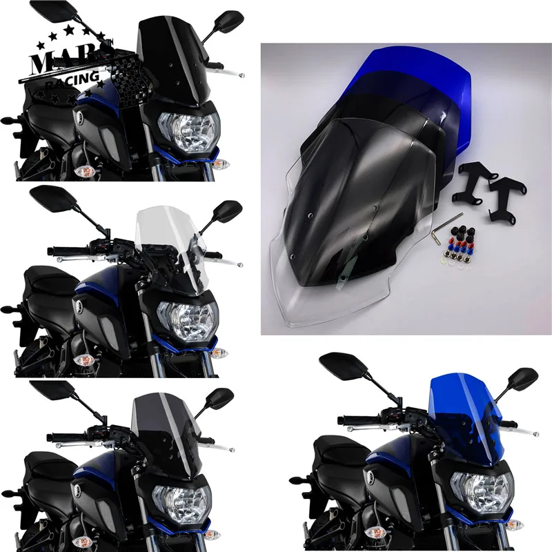 

Motorcycle WindScreen Windshield Visor Viser Fit For YAMAHA FZ07 MT07 MT-07 2017 2018 2019 18-19 Double Bubble