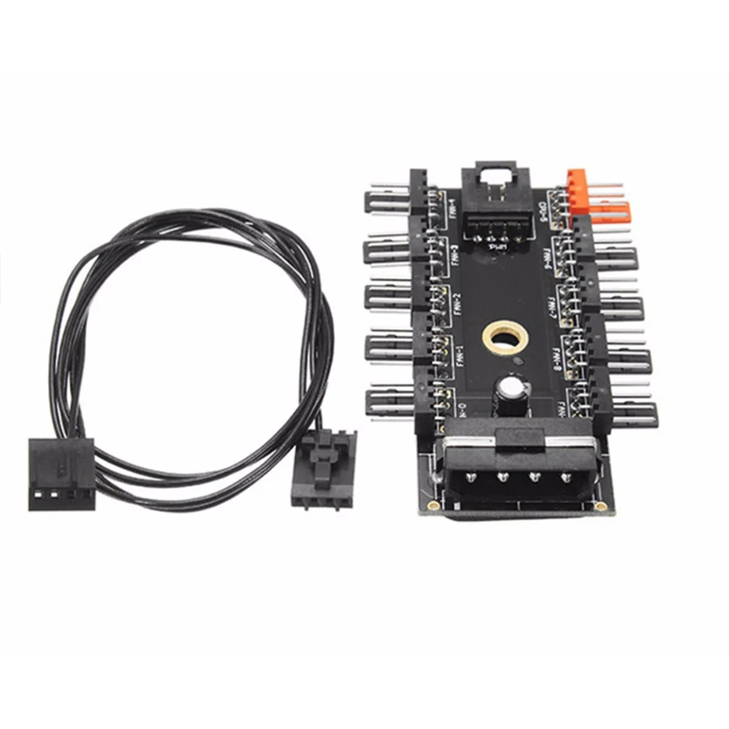 Newest Black PC 1 to 10 4Pin Molex Cooler Cooling Fan Hub Splitter Cable PWM 12V 4Pin Power Supply Adapter For PC Mining