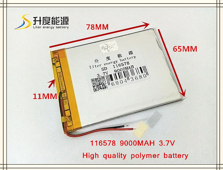 

3.7V 9000mAH 116578 Polymer lithium ion / Li-ion battery for POWER BANK; tablet pc,mp3,mp4,GPS,cell phone,speaker
