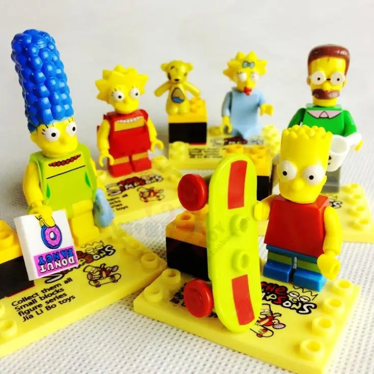 

6pcs/Set Anime Movie The Simpsons Building Bricks Blocks Sets Toy Minifigs Model Classic Bricks Compatible With Lego