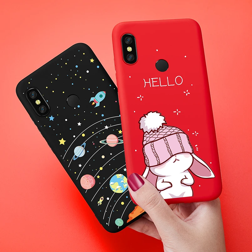 

ASINA Silicone Case For Xiaomi Redmi Note 6 Pro Case Cute Cartoon Cover Matte 3D Relief Coque Capa Shockproof Bumper For Redmi