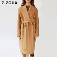 Z-ZOUX Women Coat Winter Double Faced Wool Coat Women Handmade Thickened Woolen Overcoat Lace Up Split Womens Wool Coats 2018