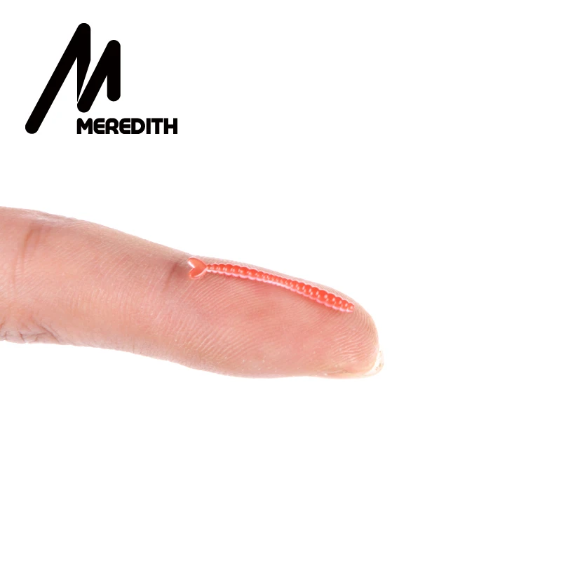 Meredith 500 шт., приманки червя красного цвета, 2 см,, мягкие приманки для ловли карпа, набор искусственных рыболовных снастей, JXC01-2