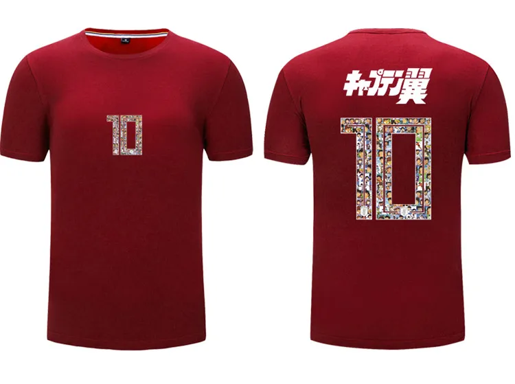 Captain Tsubasa № 10 Tsubasa озоре японский печать мультфильм футболка короткий рукав Для мужчин футболка - Цвет: Wine Red