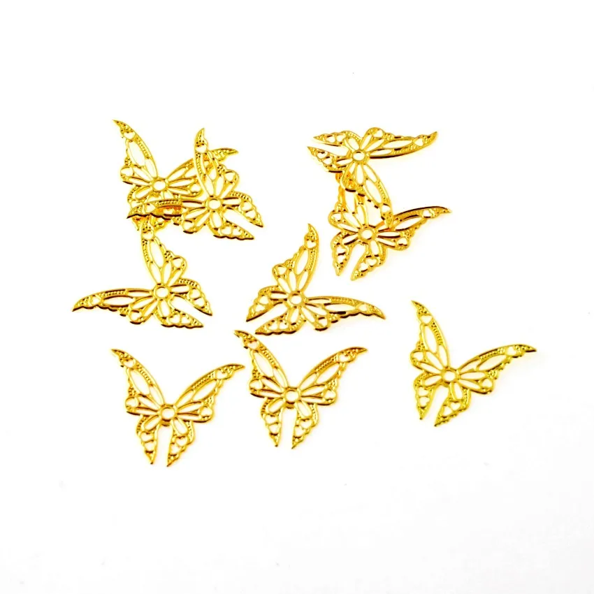 

Free shipping 100Pcs Gold Tone Butterfly Filigree Wraps Connectors Metal Crafts Gift Decoration DIY 22x19mm F2244