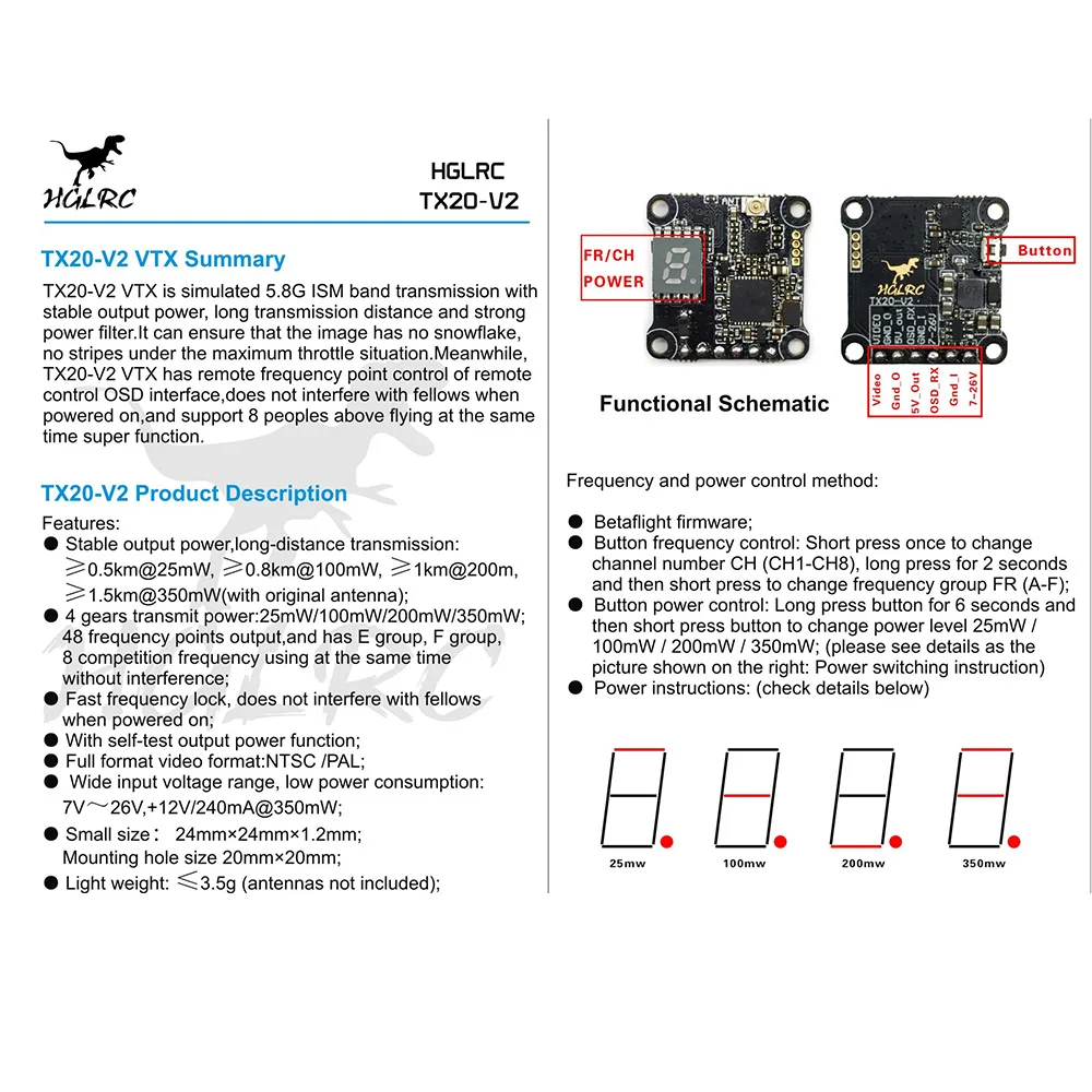 XJB F428-TX20.V2 F4 Flight Controller OSD 4in1 28A Blheli_S ESC 5.8G FPV Transmitter for RC Quadcopter Racing Drone Multicopter  (8)