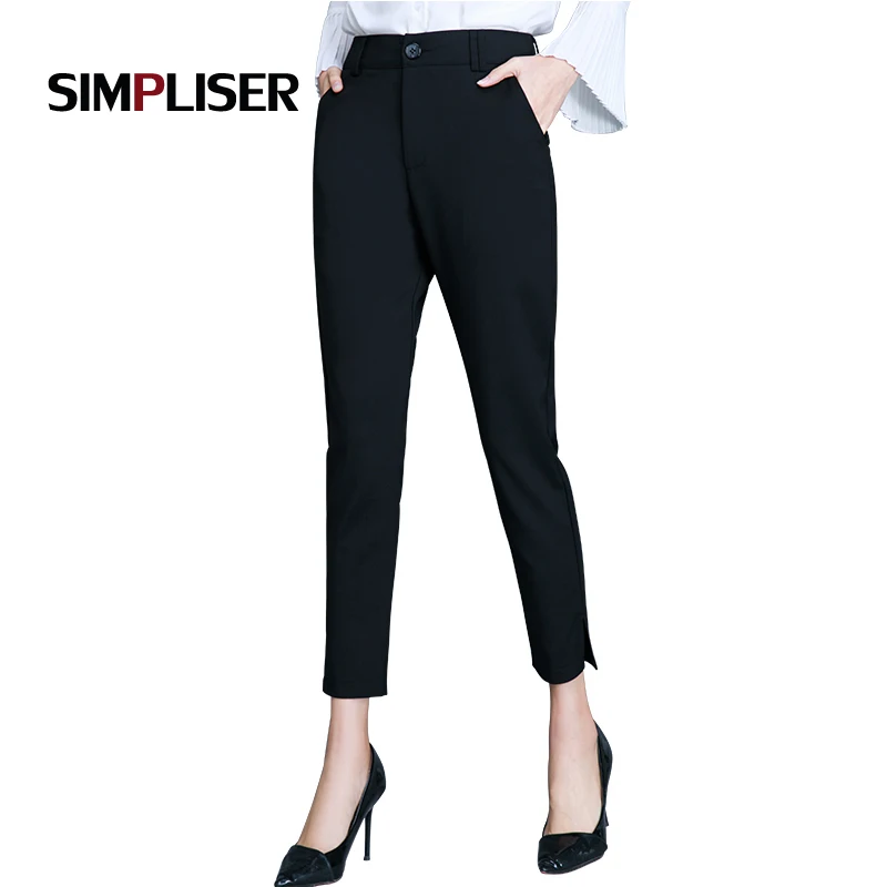 SIMPLISER Women Formal Pencil Pants Black Female Trousers Large Size