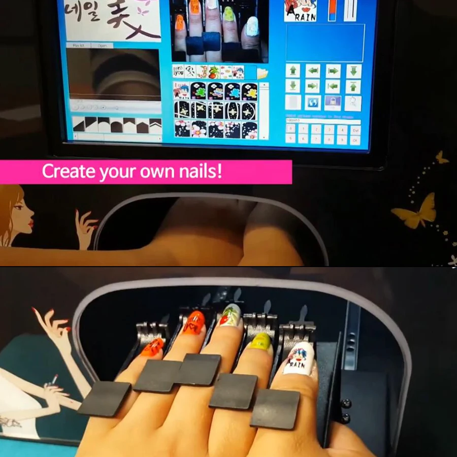 Máquina de Unhas e Flores Unhas e 3 Frete Grátis Unha Manicure Impressora 5 Flores Impressão um Tempo 10 Equipamento de unhas artísticas