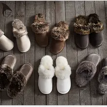 TASTIEN 2017 Nouveau Hiver Femmes Hommes Chaud Chaussures D’intérieur Pantoufles En Cuir En Peluche Coton Pantoufles Belle Couple Accueil Chaussures Grande Taille