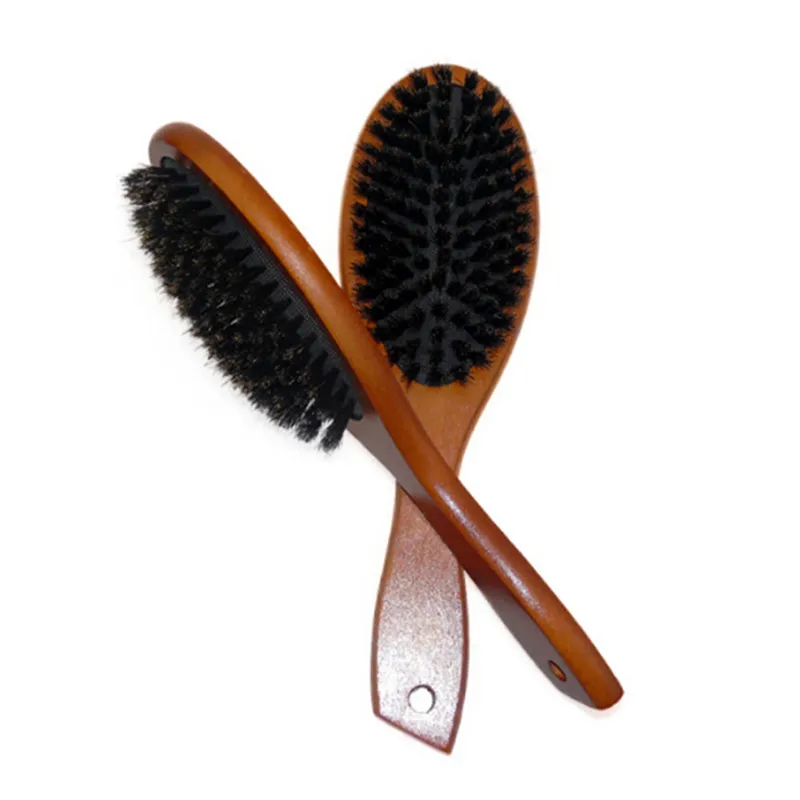 

Natural Boar Bristle Hairbrush Massage Comb Anti-static Hair Scalp Paddle Brush Beech Wooden Handle Hair Brush Styling Tool