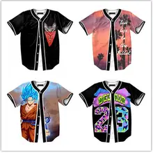 Мужские Пуговицы Homme 3d рубашка уличной Футболки для девочек Рубашки для мальчиков хип-хоп Bel Air 23-принц индивидуальный заказ Бейсбол Джерси